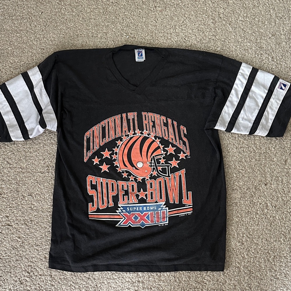 LOGO 7 Black and White Cincinnati Bengals Super Bowl Jersey